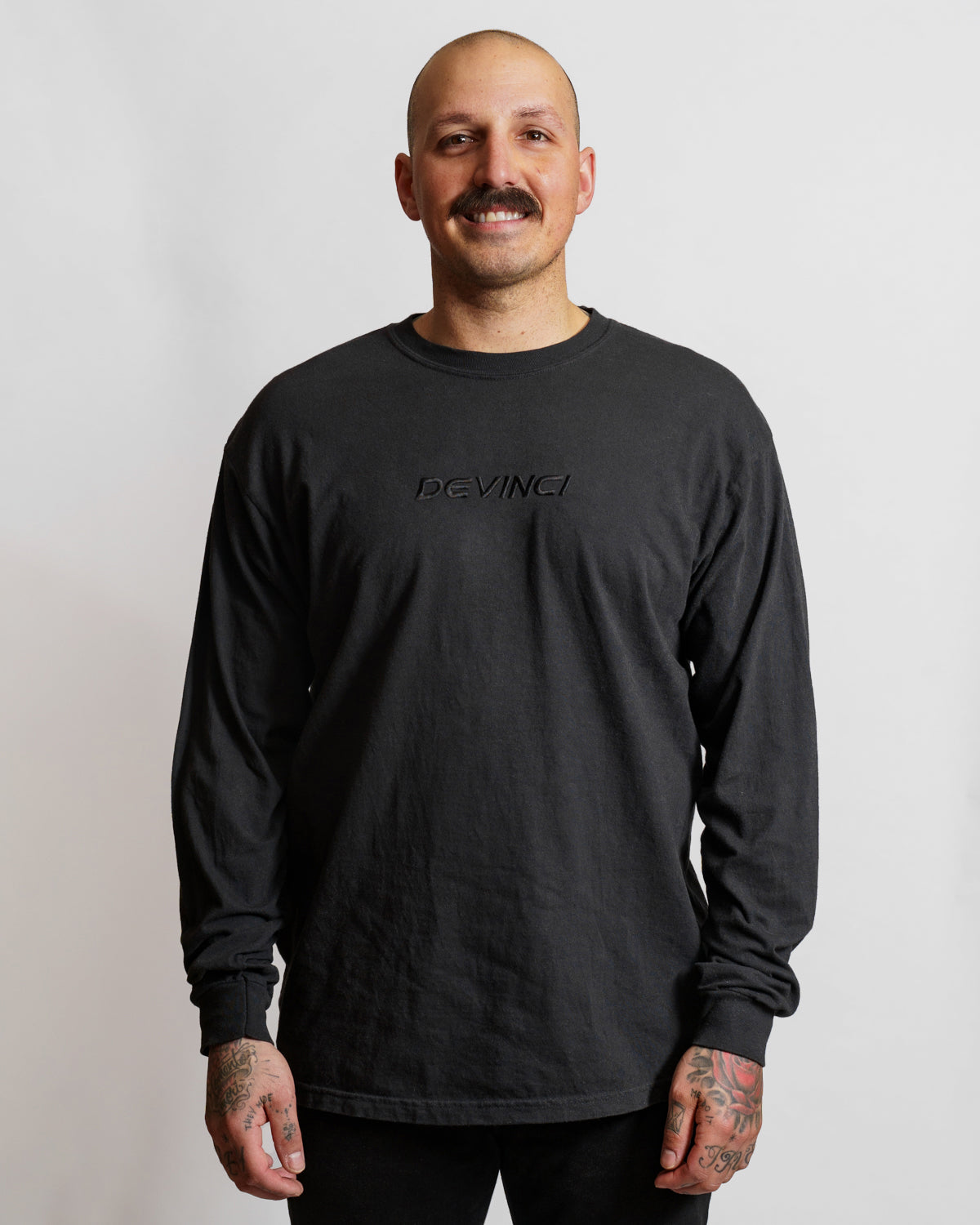 <tc>Black-on-Black Embroidered Long Sleeve T-shirt</tc>
